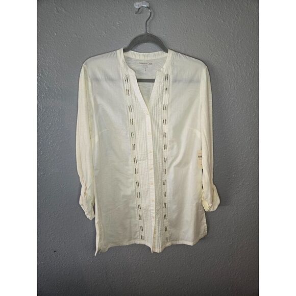 Coldwater Creek Women's NWT Cotton Trellis Pintuck Top Size Small - Picture 1 of 6